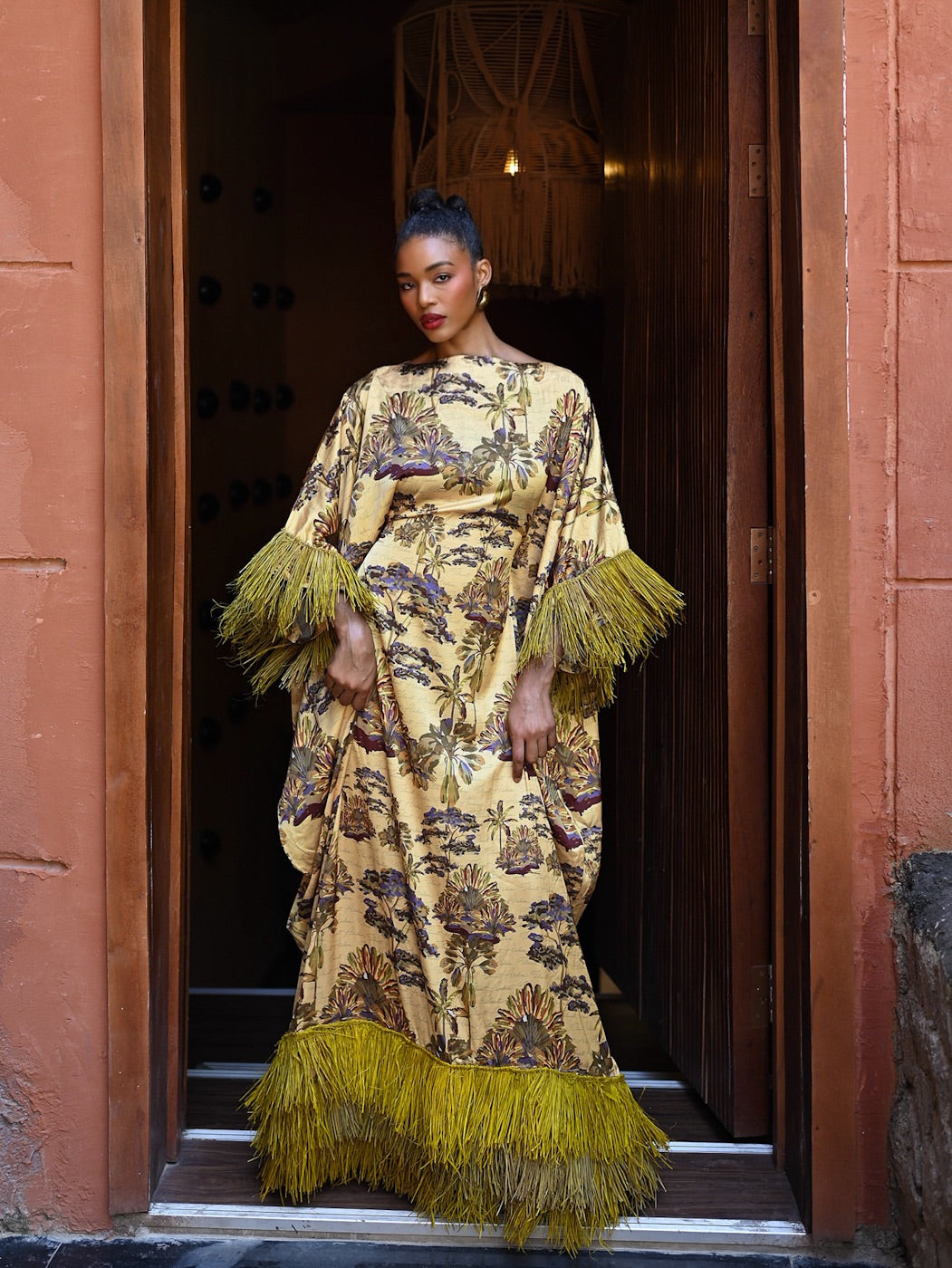 Abeni Raffia Dress - Mustard