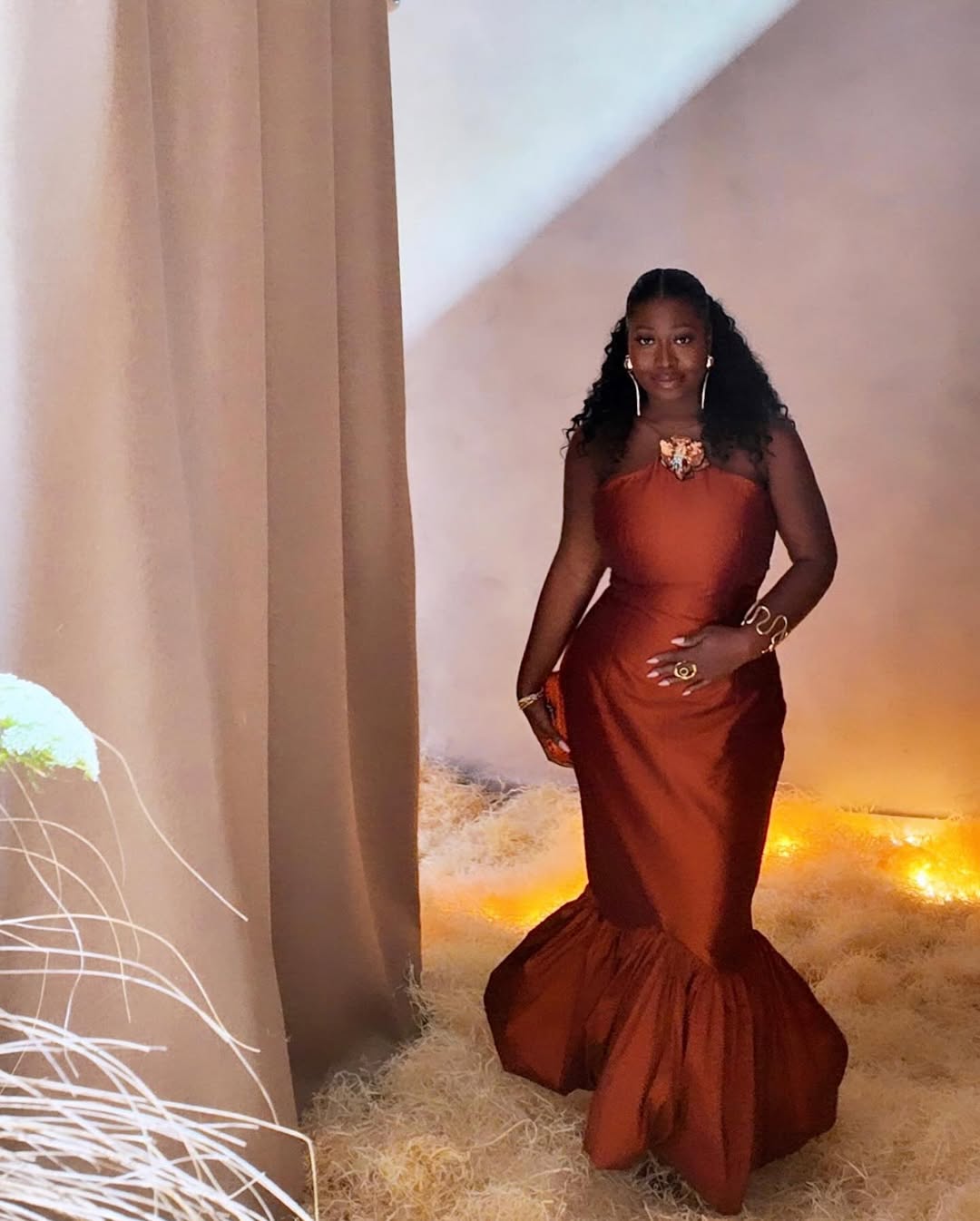 Calina Midi Dress - Burnt Umber