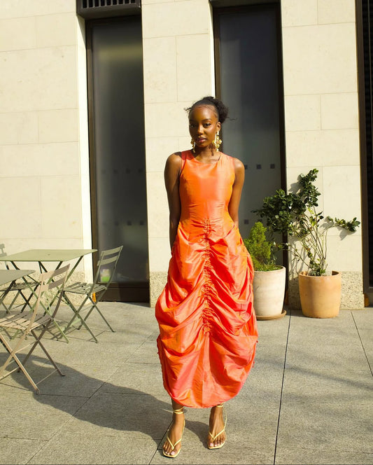 Valencia Midi Dress - Orange